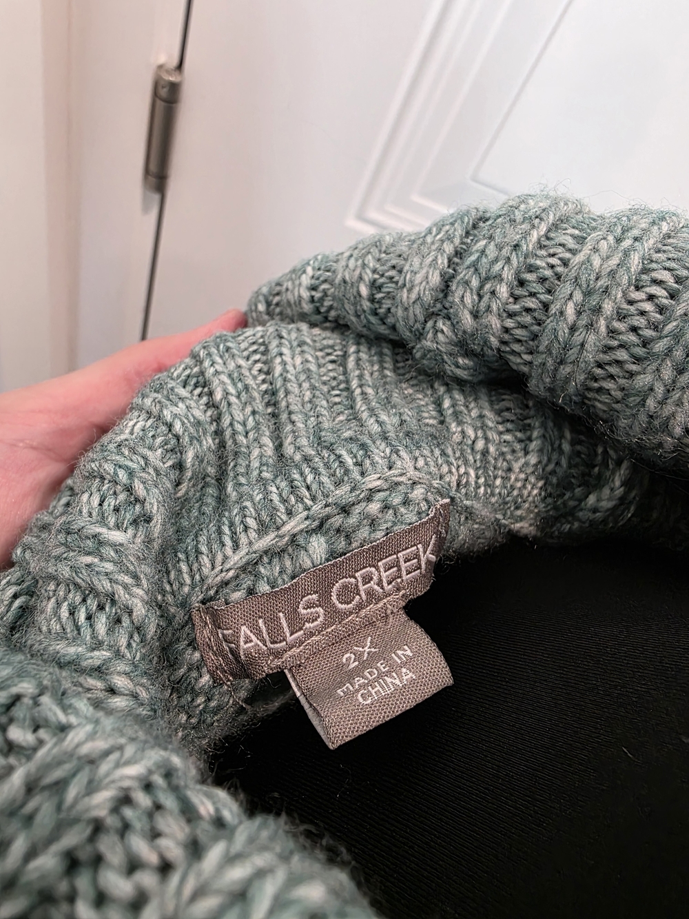 Falls Creek Ribbed Funnel Neck Sweater - Light Teal - Picture 5 of 5